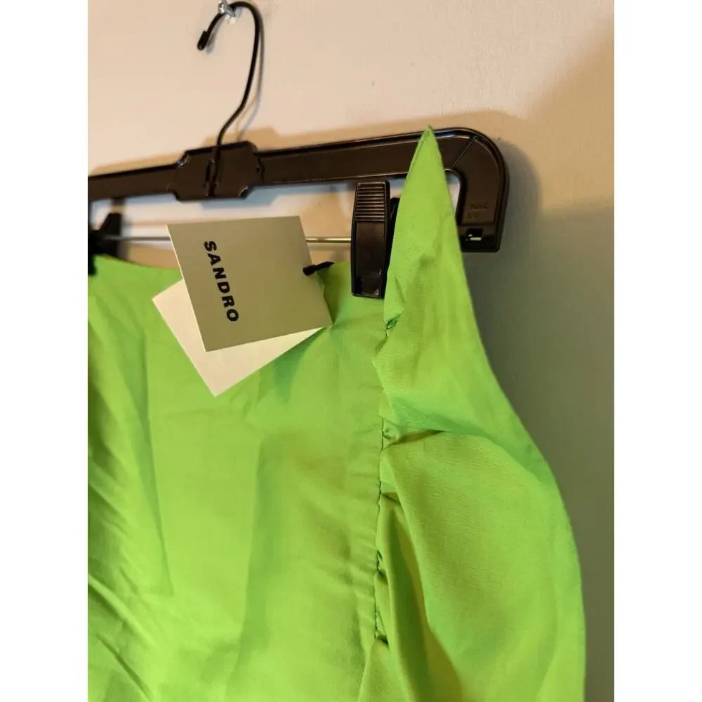 Sandro Womens Mini Skirt Ruffle Ruffles Green FR 34/ US 2 XS SFPJU00781 NWT $245